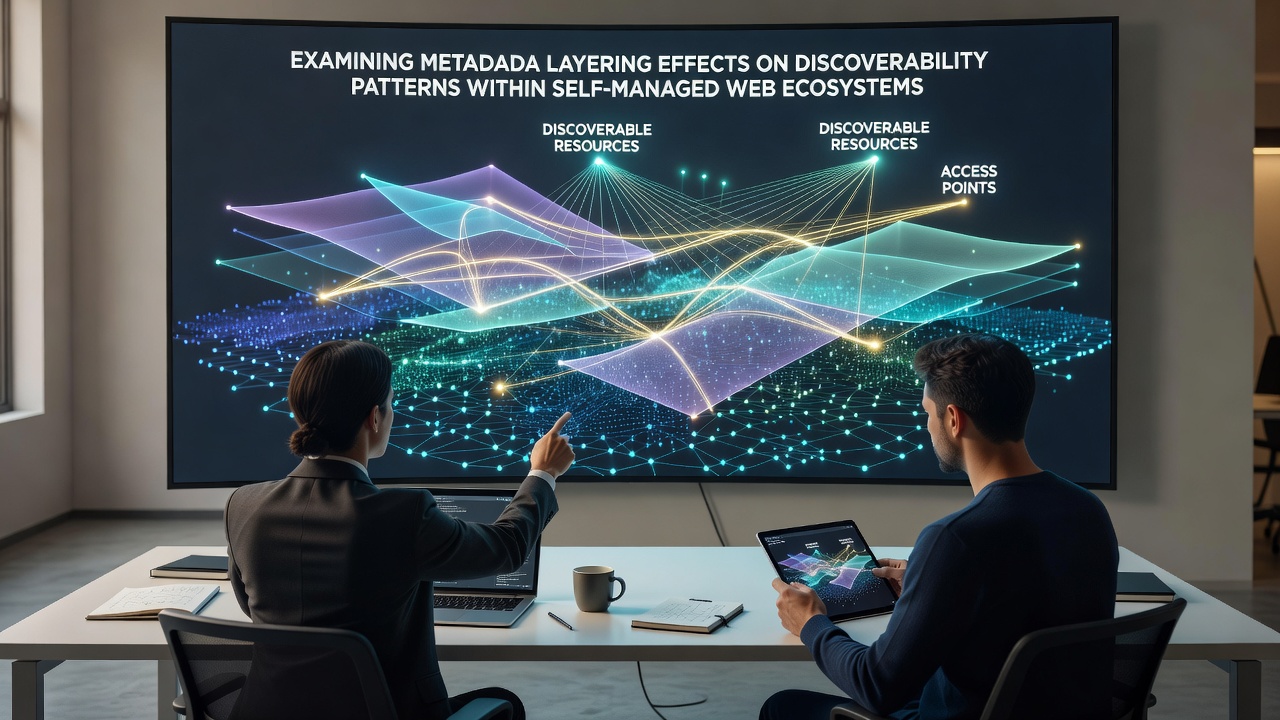 Visualization of metadata layer interactions affecting search crawler pathways in standalone web environments